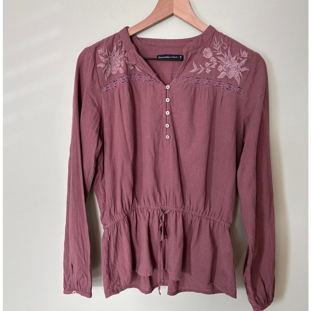 Abercrombie & Fitch Long Sleeve Peplum Top, Medium Peasant Boho